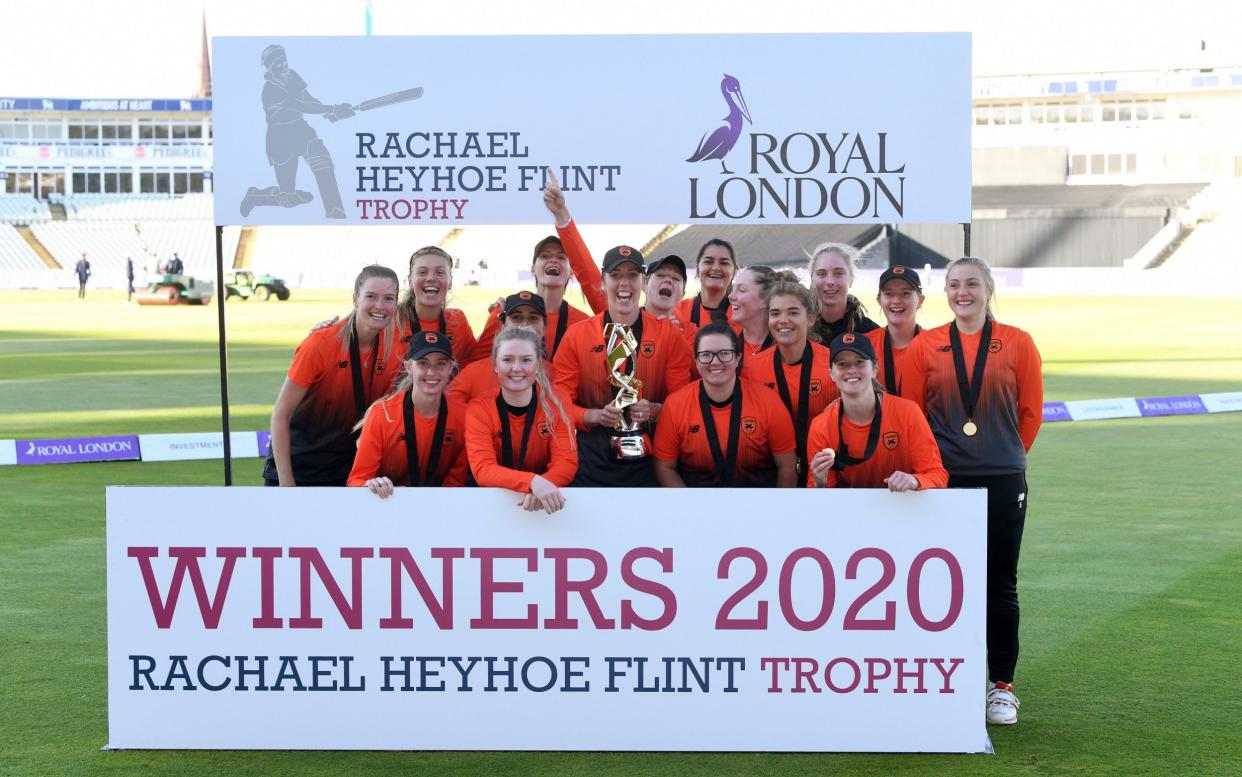 Southern Vipers celebrate winning the Rachael Heyhoe Flint Trophy Final between Southern Vipers and Northern Diamonds at Edgbaston on September 27, 2020 in Birmingham, England.  - GETTY IMAGES