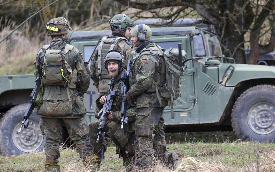 German soldiers train in a US Army exercise for Nato allies and partners earlier this month