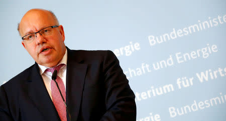 FILE PHOTO: German Economic Affairs and Energy Federal Minister Peter Altmaier addresses the media in Berlin, Germany, July 17, 2018. REUTERS/Fabrizio Bensch/File Photo