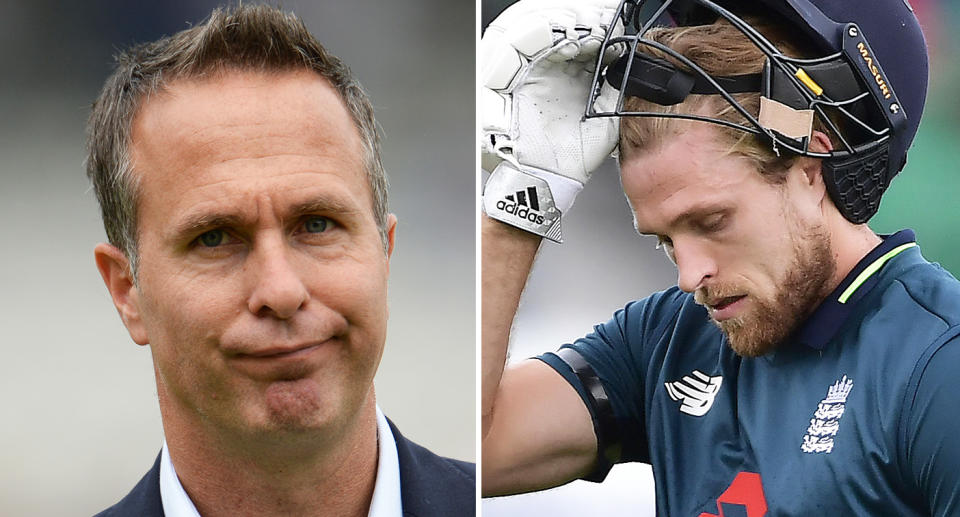 David Willey pictured right with England great Michael Vaughan pictured left