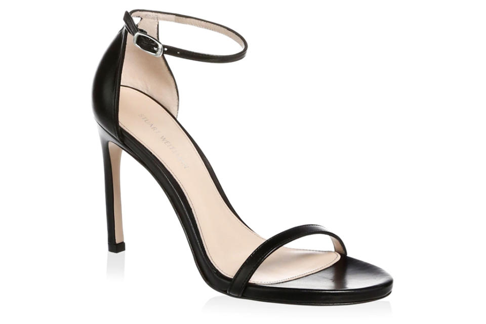 stuart weitzman, black thin strap sandals