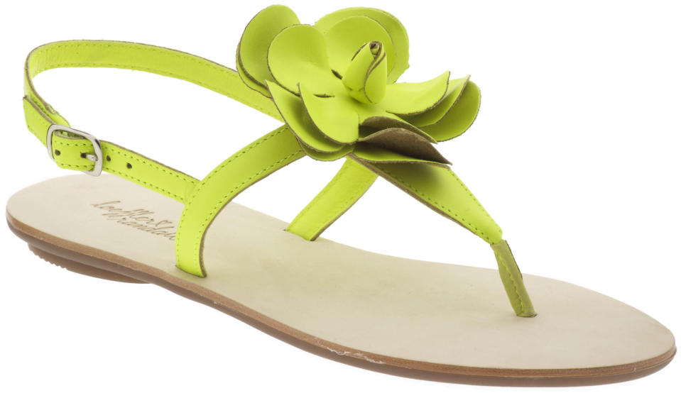 This undated photo released by retailer Piperlime shows a lime-colored thong sandal by flower detail by Loeffler Randall. (AP Photo/Piperlime)