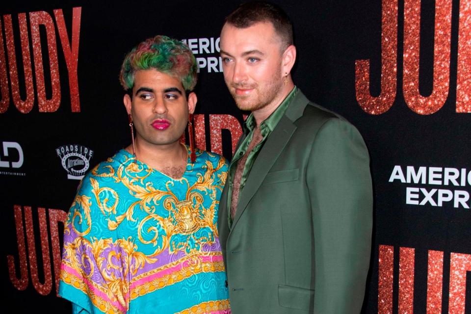 Stylish: Alok Vaid-Menon and Sam Smith at the Judy premiere (AFP/Getty Images)