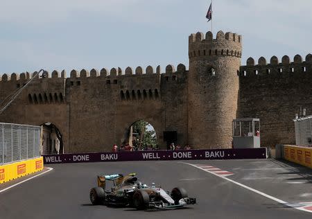 Formula One - Grand Prix of Europe - Baku, Azerbaijan - 18/6/16 - Mercedes F1 driver Nico Rosberg of Germany drives during the third practice session. REUTERS/Maxim Shemetov