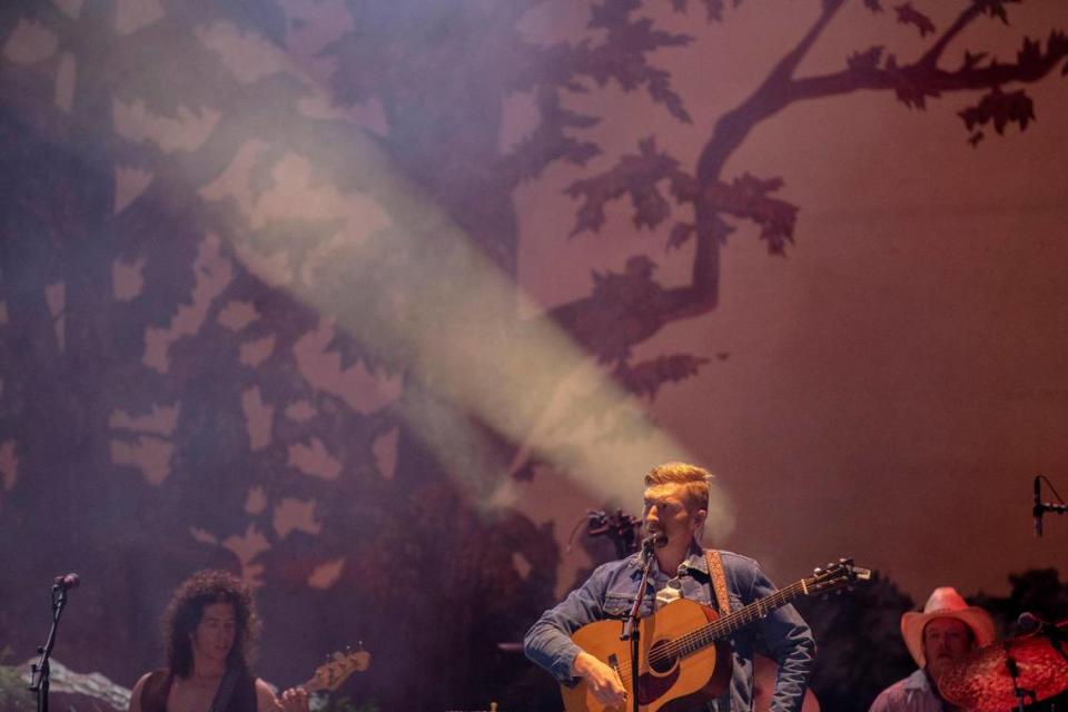 Kentucky native, Tyler Childers, performs as the closing act during the second day of Railbird Music Festival at Red Mile in Lexington, Ky., Sunday, June 4, 2023.