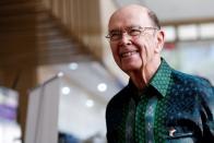 U.S. Commerce Secretary Wilbur Ross reacts as he arrives before his meeting with Indonesia's Chief Economic Minister Airlangga Hartarto in Jakarta
