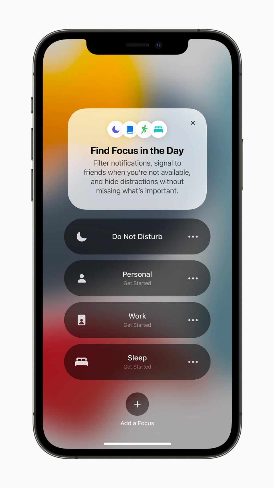 A new feature coming to iOS 15 is Focus, which filters notifications and apps based on what a user wants to focus on to help you reduce distractions.