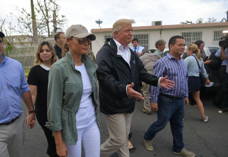 Melania's mirrored shades saw some deem her cold and unapproachable. Photo: Getty