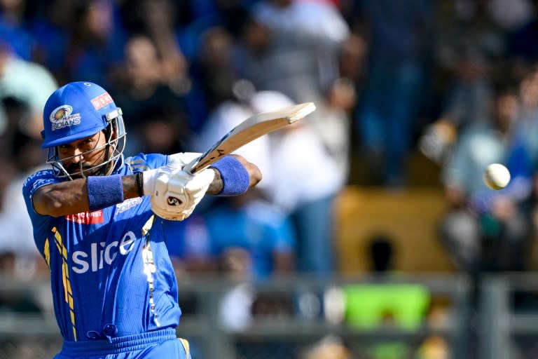 Hardik Pandya plays a shot in the IPL earlier this month (Indranil MUKHERJEE)