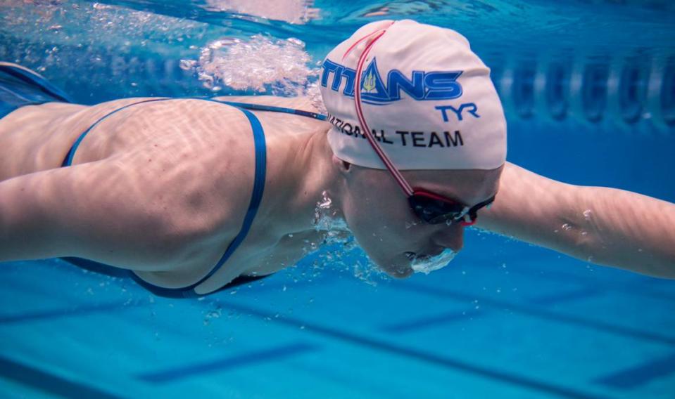 Claire Curzan, 17, of Cary, N.C., pictured here practicing at the Triangle Aquatic Center in Cary on June 24, 2021, will be one of the youngest athletes competing in the 2020 Tokyo Olympics.