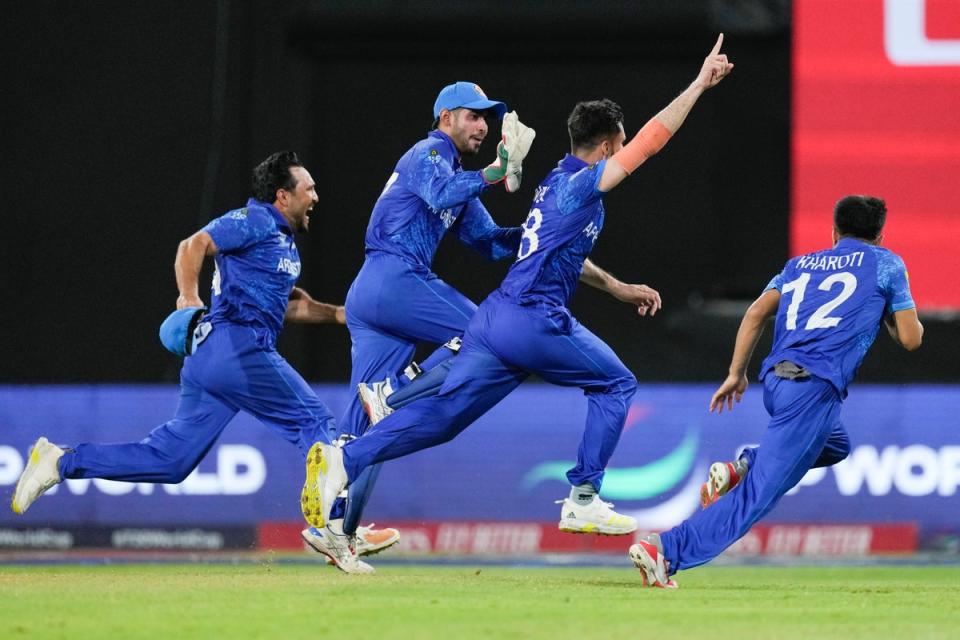 Afghanistan celebrate beating Bangladesh (AP)