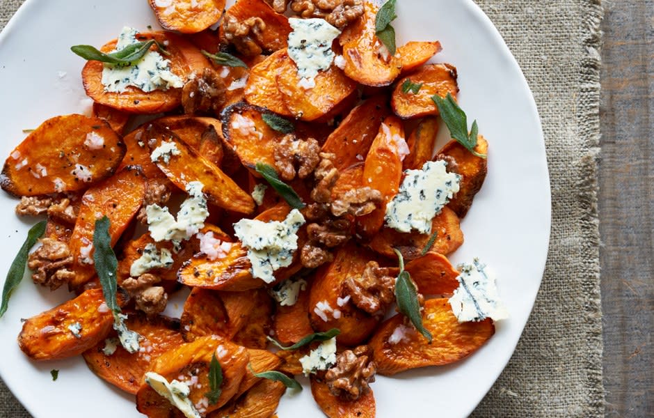 Sweet Potatoes with Stilton and Walnuts