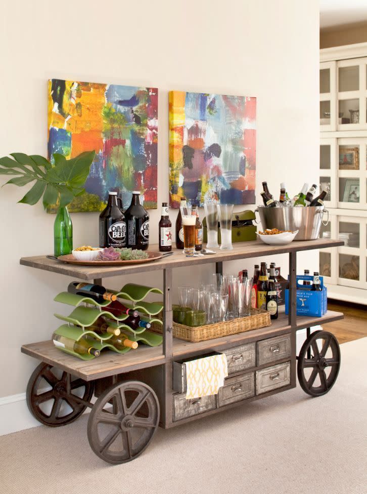 The Ultimate Bar Cart If you’ve got space to fill, a bar cart this huge wouldn’t be overkill by any stretch. It puts every dinky bar cart to shame.