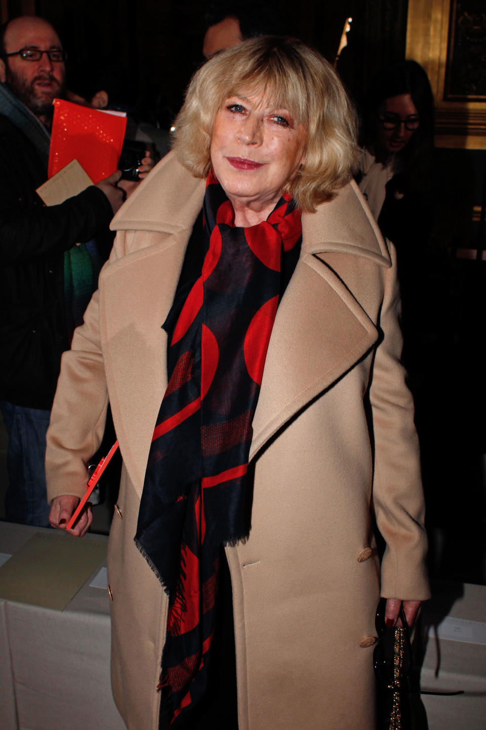 Birtish singer Marianne Faithfull arrives at the Stella McCartney's ready-to-wear fall/winter 2014-2015 fashion collection presented in Paris, Monday, March 3, 2014. (AP Photo/Thibault Camus)