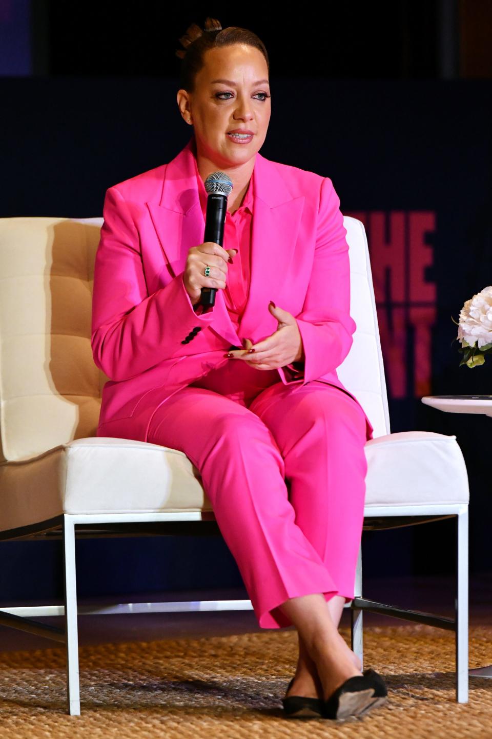 Andrea Hailey speaks onstage during The Meteor: Meet the Moment Summit at Brooklyn Museum on Nov. 12, 2022, in New York City.