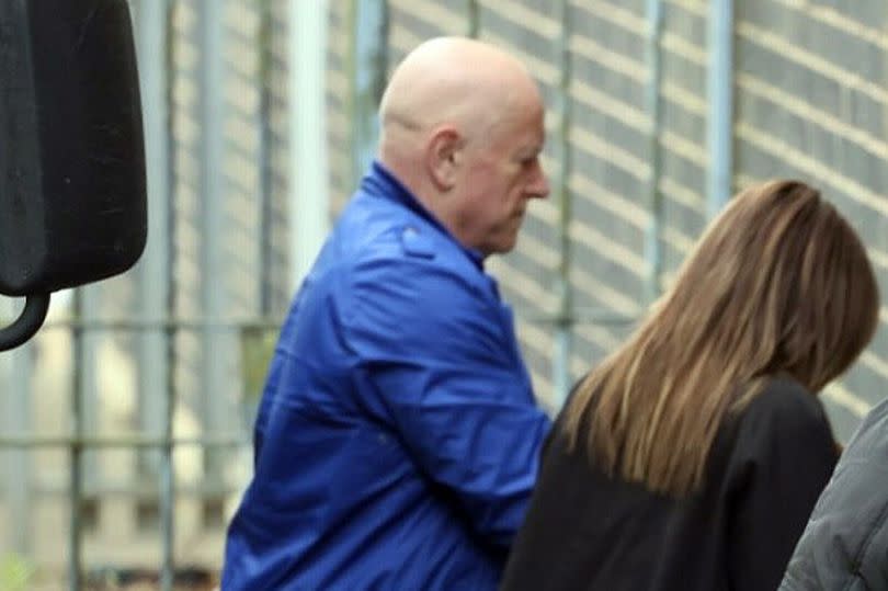 Neil Foden, 66, of Gwynant, Old Colwyn, arriving at Mold Crown Court for the second day of his trial on child sex charges which he denies.