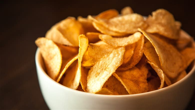 Bowl of potato chips 