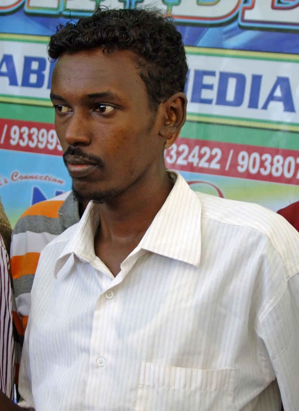 FILE - In this Sunday, Jan, 29, 2012 file photo, Somali journalist Ahmed Addow Anshur is seen in Mogadishu, Somalia, where he was shot dead by gunmen on his way home on Wednesday, May 23, 2012. The death of Somali television reporter Ahmed Saakin Farah on Tuesday, Oct. 23, 2012 brought the number of Somali journalists killed this year to 16, most in targeted attacks by gunmen who know there is little chance they will be caught or jailed, making Somalia the No. 2 country in the world, behind only Iraq, for unsolved journalist killings in recent years, according to the Committee to Protect Journalists. (AP Photo/Farah Abdi Warsameh, File)