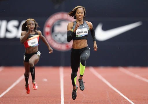 Sanya Richards-Ross competes in the Women's 200 Meter Dash Preliminaries on day seven of the US Olympic Track & Field Team Trials at the Hayward Field on June 28, in Eugene, Oregon. Richards-Ross ran this year's world second-best time of 22.15 to lead eight finalists into a women's 200m showdown