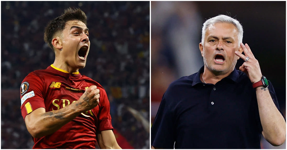 Roma's star player Paulo Dybala and manager Jose Mourinho. (PHOTOS: Reuters)