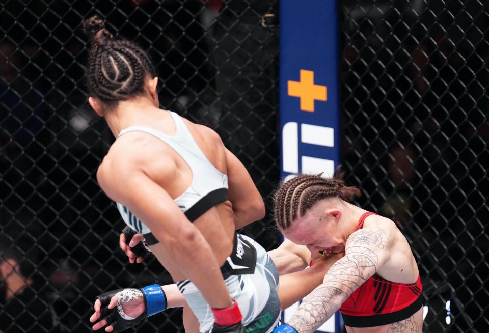 Silva landed a spinning back kick to Bleda's jaw.