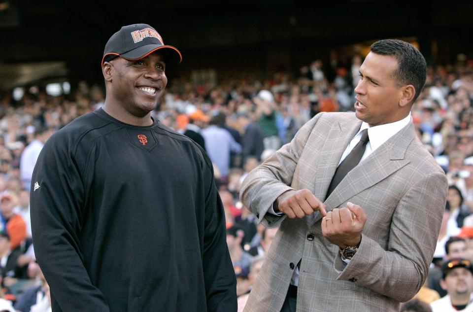 Seen here at the 2007 Home Run Derby in San Francisco, Barry Bonds, left, is in his last year on the Baseball Hall of Fame ballot, while Alex Rodriguez is up for election for the first time.