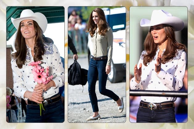 <p><b>Jeans: </b> </p> <p>Kate's daytime look is casual but classic: skinny jeans, flats and floaty tops. She could be the girl next door, except that she isn't! </p>