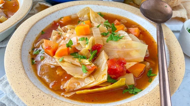 cabbage soup in bowl