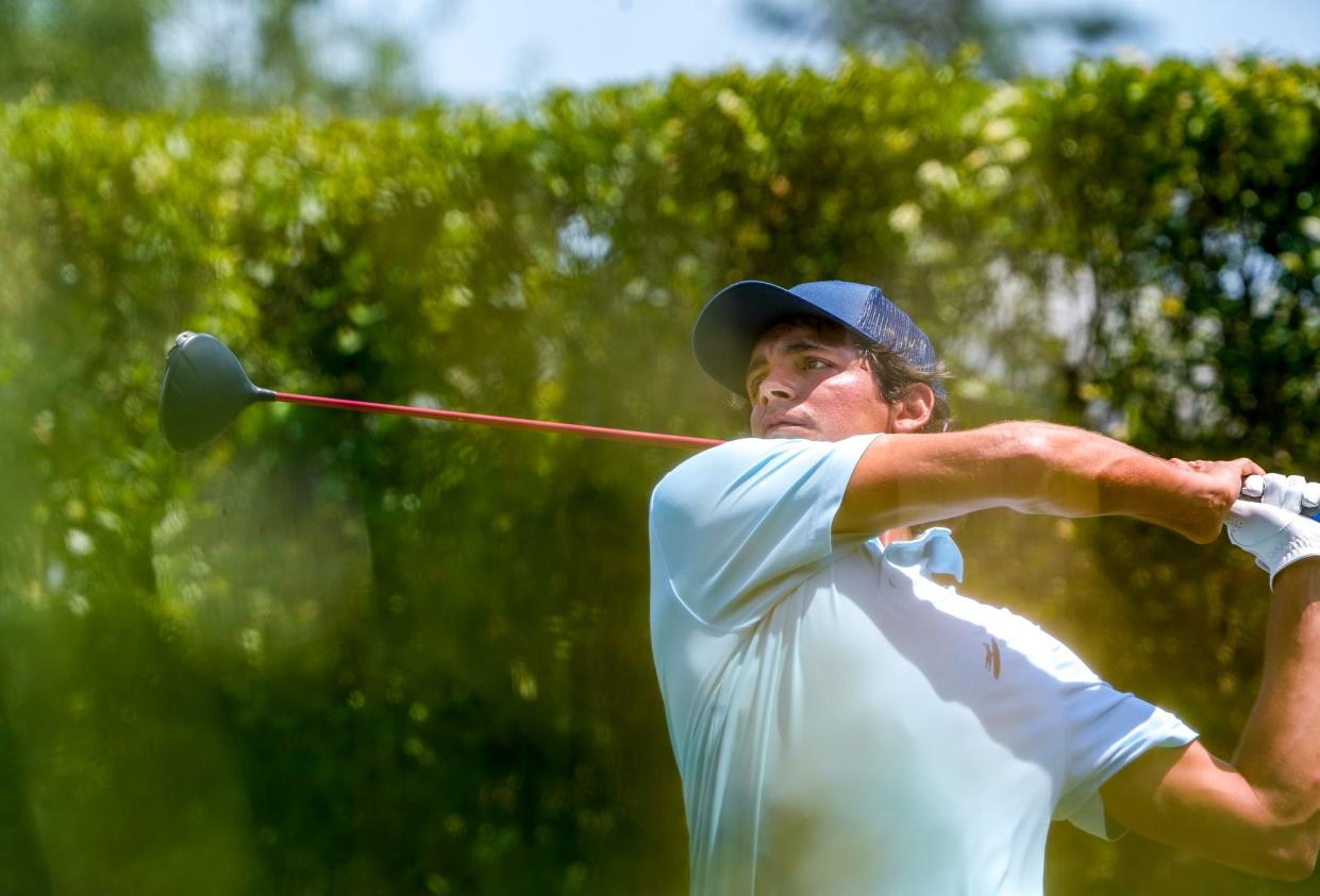 Segundo Oliva Pinto, a native of Argentina who played for the University of Arkansas and UNC Wilmington, hits a shot during Day 1 of the Northeast Amateur Invitational Golf Tournament at the Wannamoisett Country Club in East Providence.