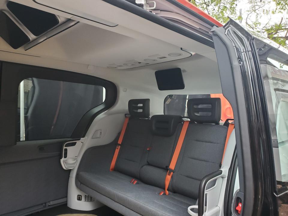 In the Origin, the newest vehicle being tested by self-driving car company Cruise, passengers will sit in a shuttle-like setting, facing each other in two rows of seats.