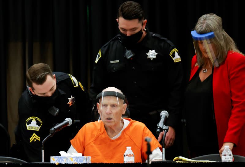 Former police officer Joseph James DeAngelo Jr. attends a hearing in Sacramento