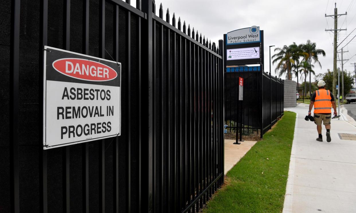 <span>Liverpool West public school in Sydney, where asbestos was discovered in recycled mulch on 14 February.</span><span>Photograph: Bianca de Marchi/AAP</span>