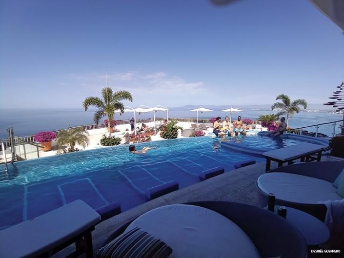 The rooftop pool and bar at the Grand Miramar resort