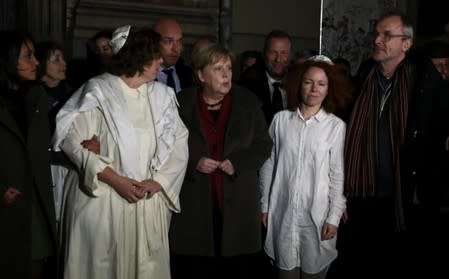 People gather at the New Synagogue in Berlin