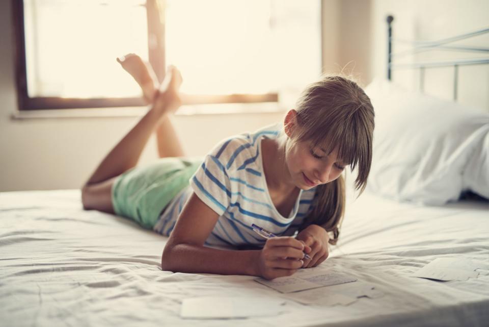 <p>The art of letter-writing is a dying one, but you can keep it going a little longer by encouraging your kids to send a message to a loved one. (Little ones can do postcards or draw in a greeting card.) They might even get the thrill of receiving something back!</p><p><a class="link " href="https://www.amazon.com/JINSRAY-Cartoon-Stationery-Greeting-Invitation/dp/B075CZ3WB6?tag=syn-yahoo-20&ascsubtag=%5Bartid%7C10055.g.31445865%5Bsrc%7Cyahoo-us" rel="nofollow noopener" target="_blank" data-ylk="slk:Shop Now;elm:context_link;itc:0;sec:content-canvas">Shop Now</a> </p>