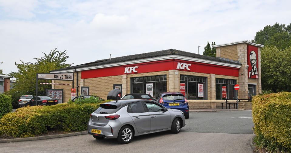 Hungry KFC fans queuing up at a Wirral drive-through for their favourite takeaway (Picture: Liverpool Echo)