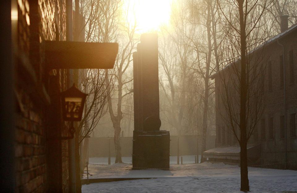 This photo taken on Friday, Jan. 27, 2017 in Oswiecim, Poland, shows chimneys of the former Nazi German death camp of Auschwitz that the Nazis operated in occupied Poland during World War II. Poland's historians have put online what they say is the most complete list of Nazi SS commanders and guards at Auschwitz, in hopes some of them can still be brought to justice. (AP Photo/Czarek Sokolowski)