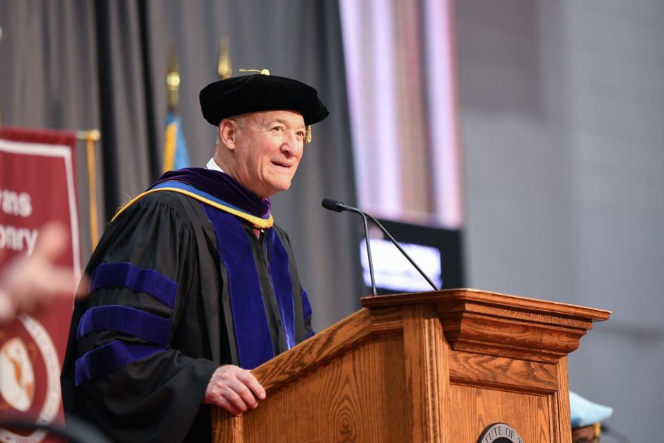 Florida Tech Interim President Robert King speaks at the university’s fall commencement ceremony Saturday at the Clemente Center.