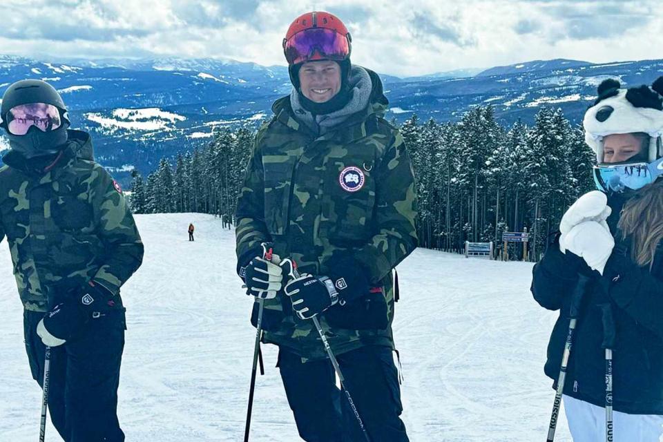 <p>Tom Brady/Instagram</p> Tom Brady (center) with his daughter Vivian (right) and son Benjamin (left) skiing