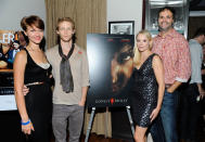 TORONTO, ON - SEPTEMBER 14: (L-R) Actors Gretchen Lodge, Johnny Lewis and Alexandra Holden with director Eduardo Sanchez at the "Lovely Molly" Pre-Screening Cocktail Reception at TIFF Bell Lightbox on September 14, 2011 in Toronto, Canada. (Photo by Clinton Gilders/Getty Images)