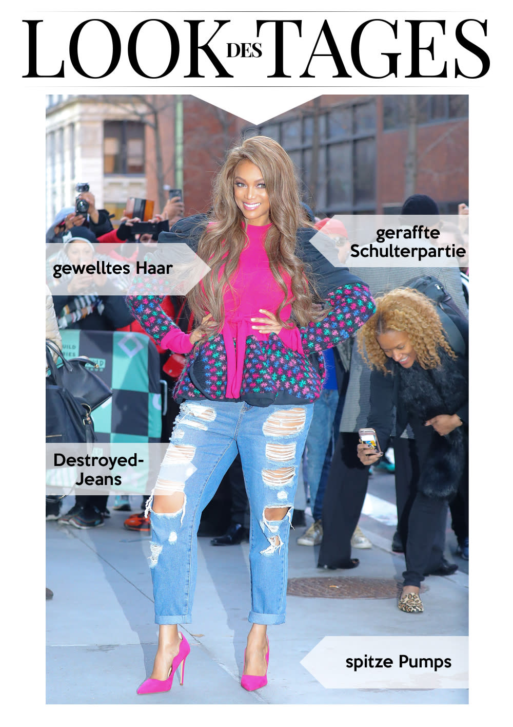 Tyra Banks warf sich in Schale, als sie in New York vor dei Fotografen trat. (Bild: Splash News)