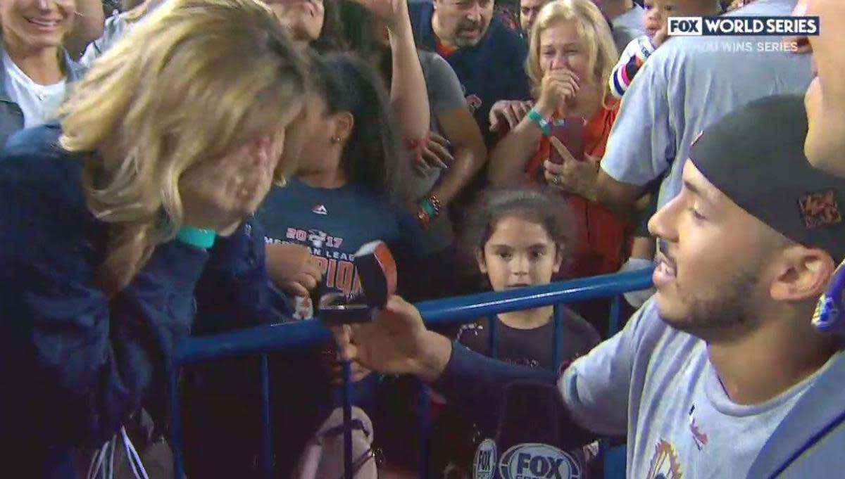 Astros' Carlos Correa Proposes On-Field After World Series Win