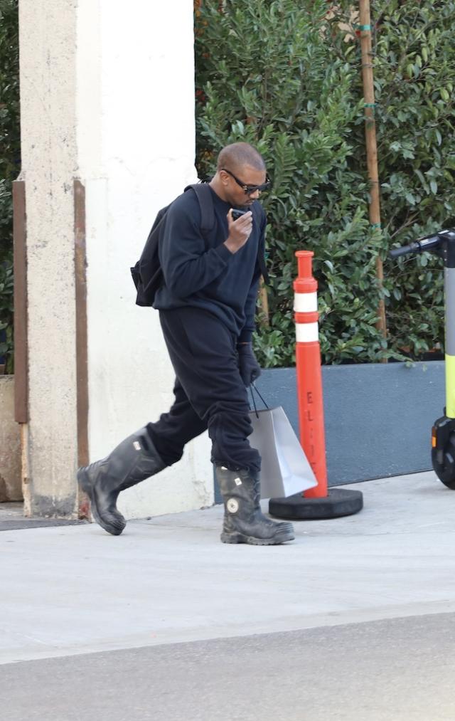 Kanye West Goes in an All-Black Paired With Tall Black Boots