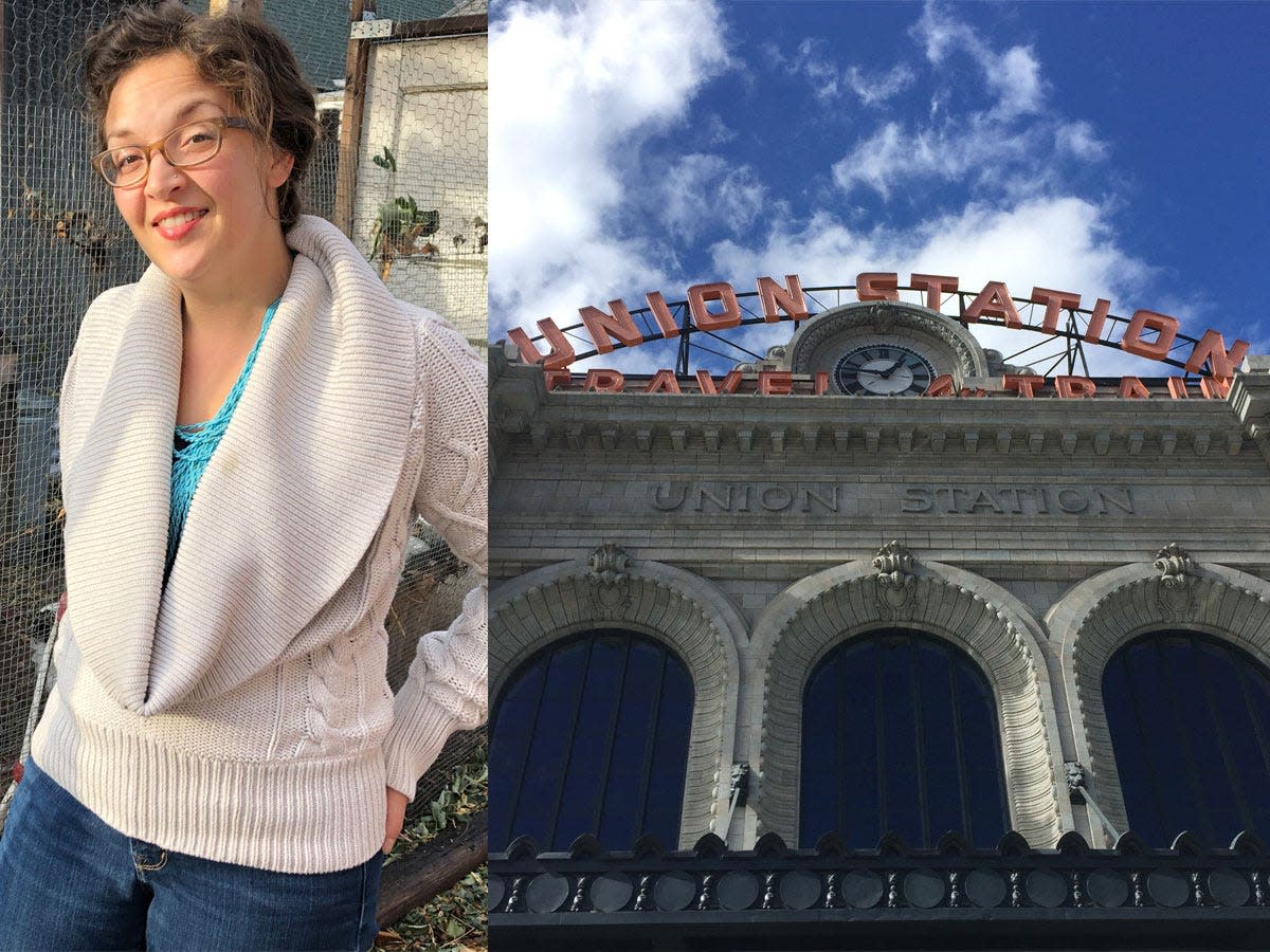 Leah Charney (left), union station (right)