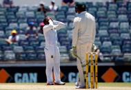Cricket - Australia v South Africa - First Test cricket match - WACA Ground, Perth, Australia - 7/11/16. South Africa's Temba Bavuma reacts after bowling a no-ball to Australia's Usman Khawaja at the WACA Ground in Perth. REUTERS/David Gray