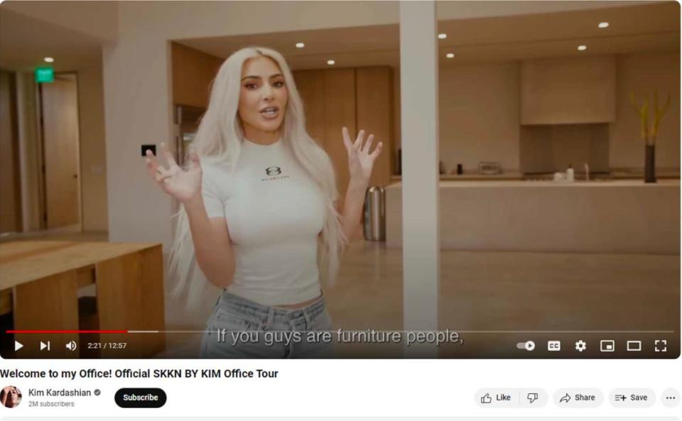 A Youtube screenshot of Kim Kardashian