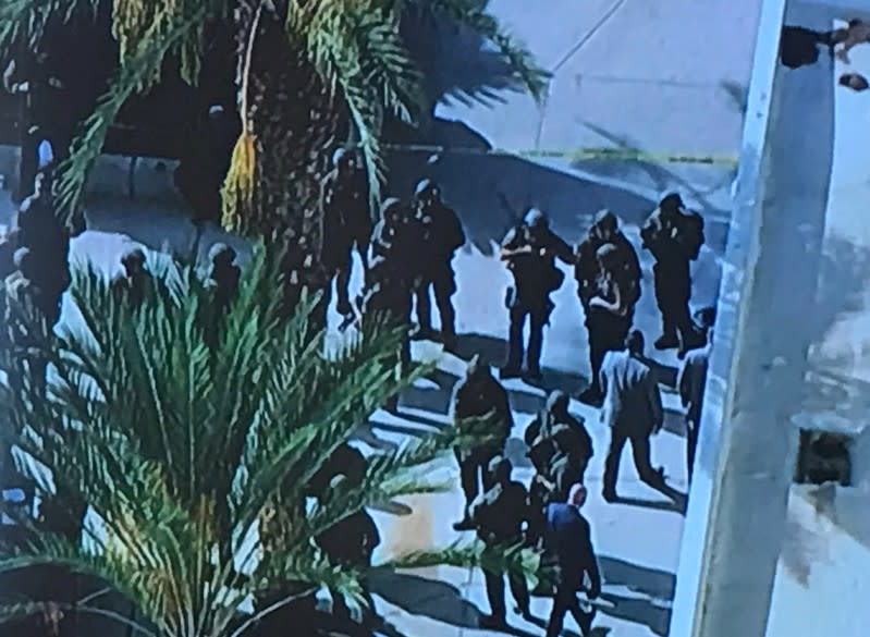 LASD SEB members are pictured after shooting at Saugus High School in Santa Clarita, California