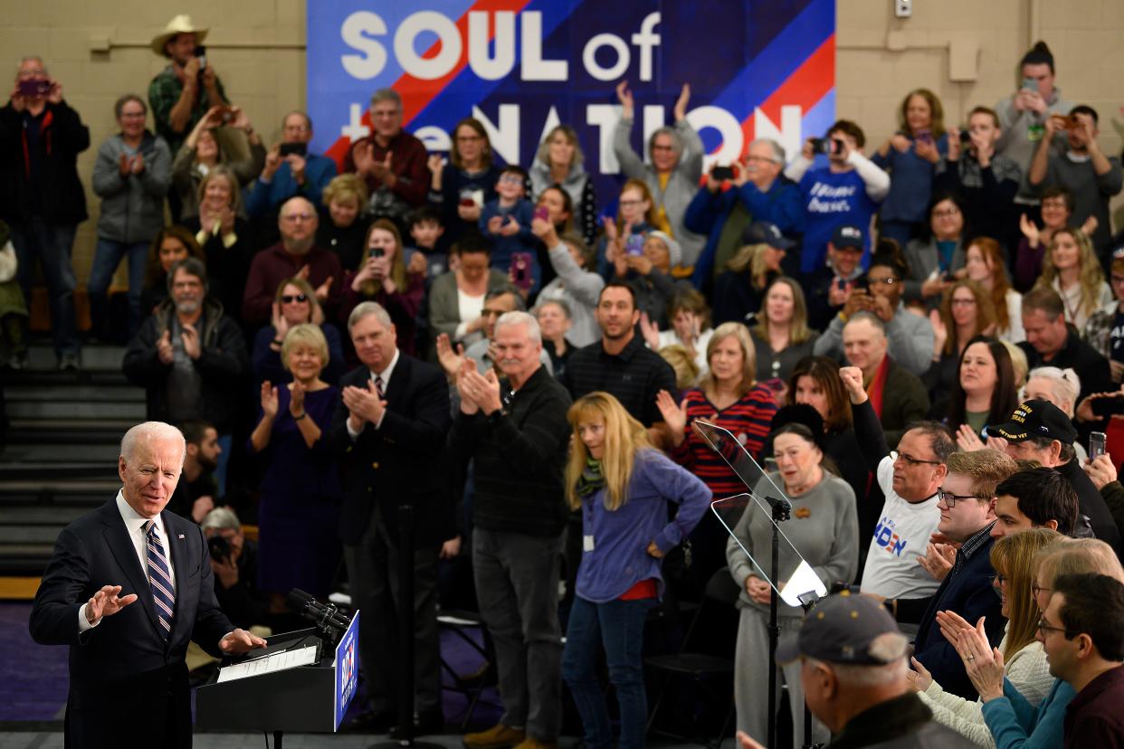 Former Vice President Joe Biden speaks at a campaign event in Waukee, near Des Moines, Iowa, January 30, 2020. (Jim Watson/AFP via Getty Images)