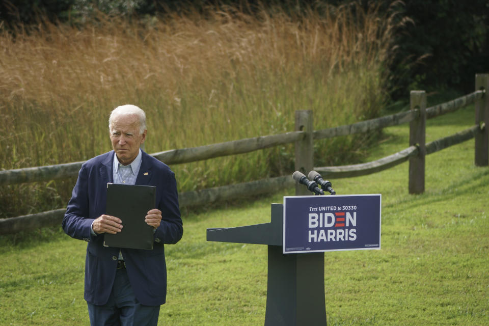 Biden has campaigned on climate change and environmentalism, but he'll likely still face pressure from U.S. progressives, who have demanded that he act aggressively should he win November's election. (Photo: Drew Angerer via Getty Images)