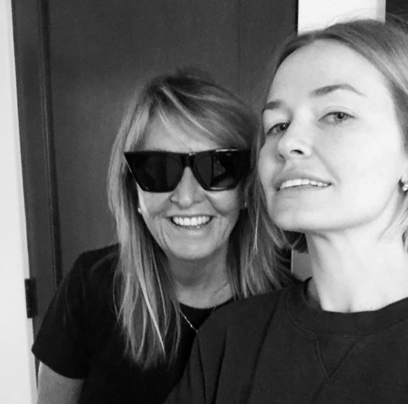Photo of Lara Worthing and mum Sharon wearing sunglasses black and white